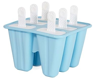 Intirilife Eisform mit 6 Mulden aus Silikon mit Stil in Blau - 14 x 12 x 9 cm - Wiederverwendbare Eiscreme Form für selbstgemachtes Eis am Stiel BPA-frei
