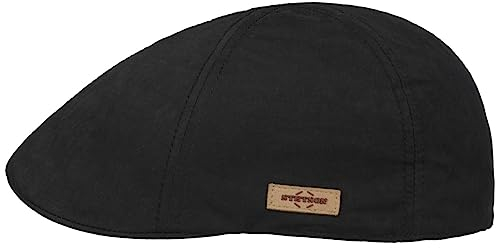Stetson Texas Waxed Cotton Flatcap Klassische Schirmmütze Unisex Wasserabweisend Herbst Winter schwarz XXL (62-63 cm)