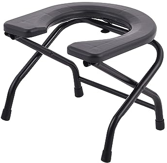 Chaise Percée Toilette, Siège Toilette Pliable Chaise D'aisance Anti-Dérapant, Chaise Pot Chambre Adulte, Multi-usages Facile à Laver Siège Toilette Accroupi pour Personnes âgées Siège, hauteur 30CM