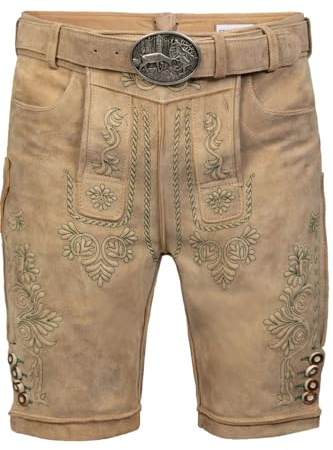 Edelnice Trachtenmode Kurze Wildbock Trachten Lederhose Adam inkl. Trachtengürtel aus Ziegenleder