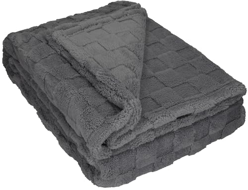 Betz Kuscheldecke Flauschig Sofa Fleecedecke Venedig - Wohndecke XXL Warm Sofadecke Decke Couch Größe 150x200 cm Farbe Graphit