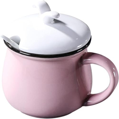 Azucarero,Contenedores De Especias,Azucarero Europeo De Color Sólido Con Tapa, Lindo Tarro De Almacenamiento, Azucarero De Porcelana Con Cuchara, Salero Pequeño, for Cafetería, Restaurante-Tapa Rosa-N