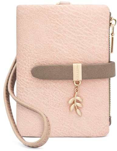 GOUNNU Geldbörse Damen Klein PU Leder Damen Portemonnaie Klein und Kurzformat RFID Damen Geldbeutel mit Münzfach Kleines Zipper Brieftasche Mini Portmonee mit Kartenfächern und Armband (Rosa)