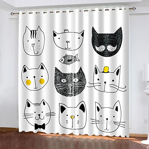 Verdunkelungsvorhang Kinderzimmer Vorhänge Blickdicht 270X244cm (BxH) Gardinen Mit Ösen 2Er Set, 3D Cartoon-Tiere Muster Thermovorhang Für Schlafzimmer Küche Fensterdekoration