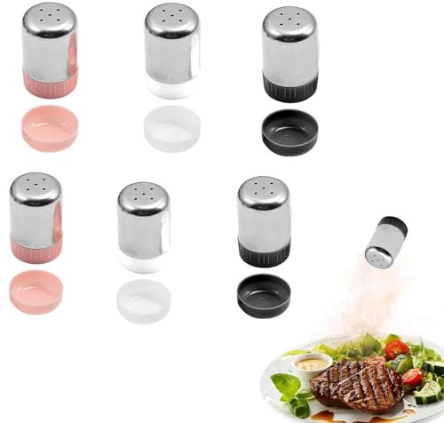 STFALI 6 Stück Salzstreuer Klein, Salzstreuer Mit Deckel, Mini Salzstreuer für Unterwegs, Gewürze Camping, für Die Brotdose Gewürzstreuer Edelstahl Salzstreuer Gewürzstreuer