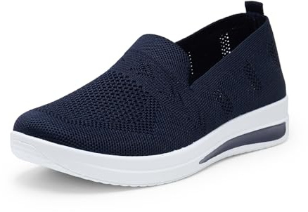 Alexis Leroy Zapatillas Slip-On Mujer Comodos y Ligeras Zapatos de Enfermería Casuales de Malla Transpirable para Caminar Corre Azul Marino 40 EU