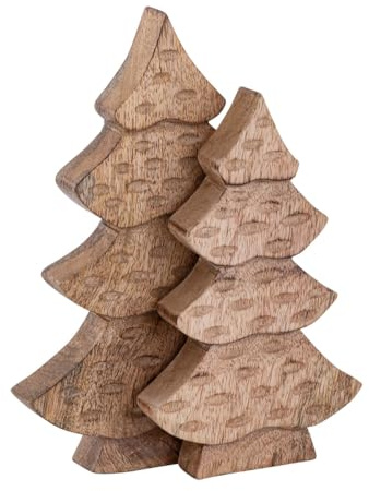 Amago home Tannenbaum 2er Set Dekofigur H23/20cm Tanne Holz Weihnachtsdekoration Mangoholz