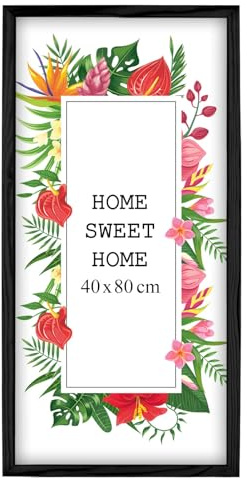 MG Design Marco 40 x 80 cm - color Negro, de madera, con cristal acrílico - para colgar vertical u horizontalmente, sin fondo, para fotos, pósters, puzzles