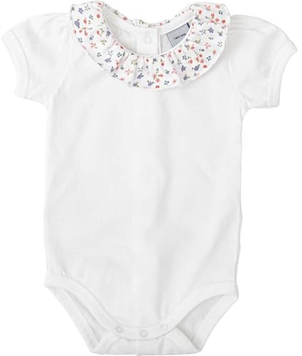 BABIDU Body Bebé Manga Corta con Volante Estampado Floral en Cuello Redondo, Algodón 100%, Cierre Trasero y Corchetes en Entrepierna, Suave, Transpirable e Hipoalergénico, Unisex