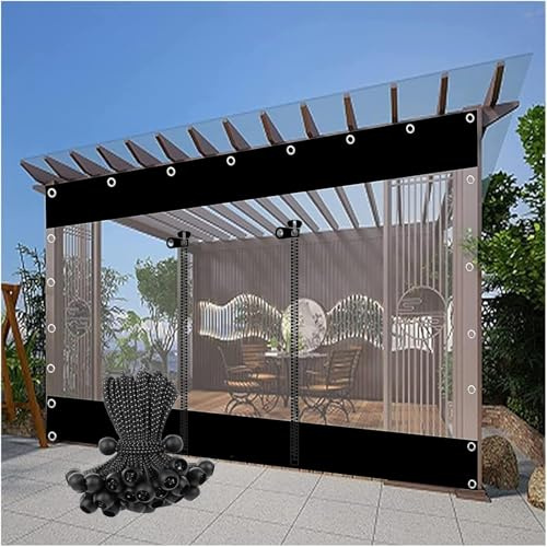 Transparent Waterproof Curtain With Rolling Door 0.5mm Pvc Tarpaulin With Eyelets Side Panel For Outdoor, Pergola, Gazebo, Porch, Lxh, W 82.7 x L 98.4 (1 Panels)