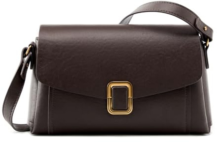 Borsa Tracolla Donna in Vera Pelle, Spallina Regolabile (Cioccolato)