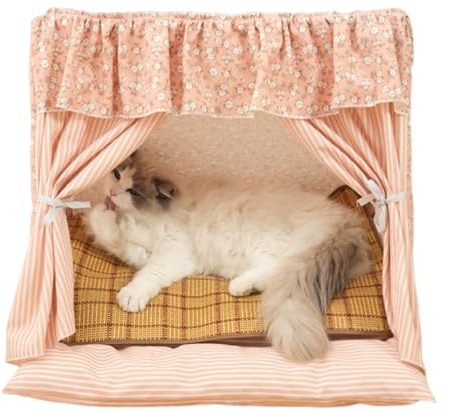 Tente d'Intérieur pour Chat Tente Caverne pour Chats | Tente Confortable avec Tapis Rafraîchissant Démontable pour Chiots Chatons Lapins Maison Appartement Salon