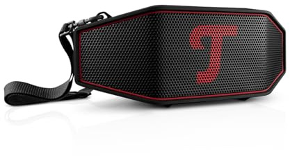 Teufel ROCKSTER Cross 2 Tragbarer Bluetooth Lautsprecher | für drinnen und draußen, mit langer Akkulaufzeit bis 38 Std, IPX5 Strahlwassergeschützt, Stereo Speaker - Black & Red