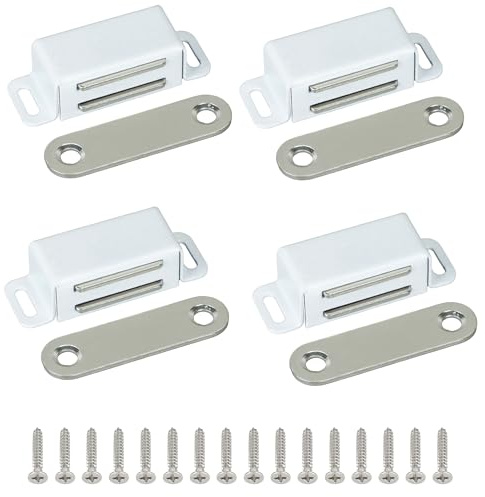 Mooche Magneti per armadio, chiusura magnetica, in acciaio inox, robusti, per armadio, cassetto, chiusura magnetica per cucina, armadio (bianco, 45 mm)