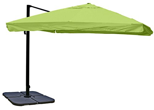 Mendler HWC-A96 - Sombrilla para gastronomía (3 x 3 m, 4,24 m de diámetro), poliéster y aluminio, 23 kg, color verde con soporte