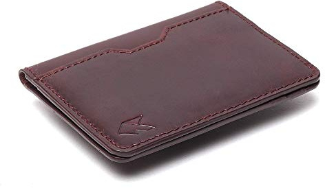 FOXHACKLE Cartera de cuero para tarjetas de crédito para hombres y mujeres, cartera delgada y plegable con bloqueo RFID, bolsillo frontal delgado, cartera minimalista para tarjetas, funda pequeña para