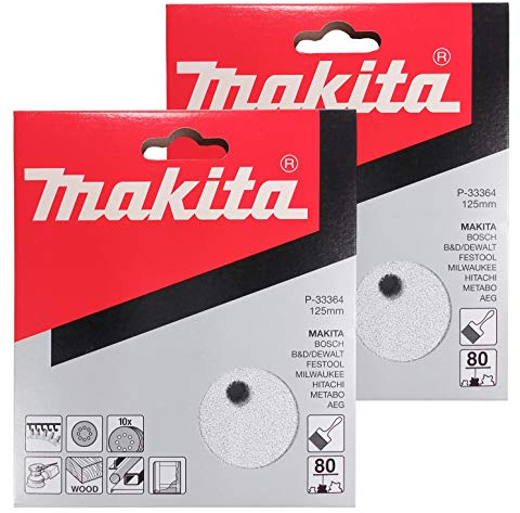 Makita - Discos de lija de grano 80 para lijadoras orbitales aleatorias de 5 pulgadas - Para lijado agresivo de madera, metal y plástico | 8 agujeros de papel de lija