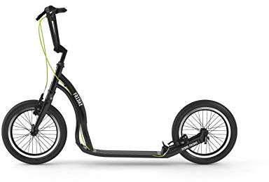 Yedoo Friday Tretroller - bis 150 kg, mit Luftreifen 16/16 - Kickscooter für Erwachsene mit verstellbaren Lenker, Cityroller aus Aluminiumlegierung, Gewicht 7 kg (Black)