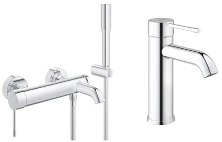 GROHE Essence | Badarmaturen - Einhand-Wannenbatterie, DN 15 | chrom | 33628001 & Essence | Badarmaturen - Einhand-Waschtischbatterie, DN 15 S-Size |chrom |23590001