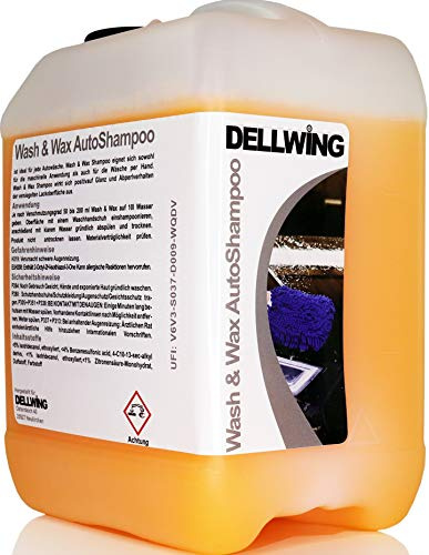 DELLWING Wash & Wax Autoshampoo 10 L - Hochprofessionelles Shampoo für Ihren Wagen - Verdünnbar bis 1:200 - Schöner, tiefer Glanz mit Abperlverhalten