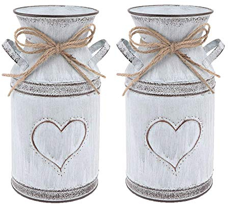 Vase Kolylong®Vintage Blumenvase Eisen Blumentopf Milchkanne Shabby Deko Landhausstil Vase Rustikal Blumeneimer Übertopf Metall Eimer Dekovase Kaktus Topf für Garten Balkon Wohnzimmer Tischdeko