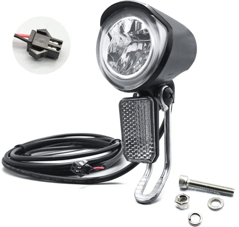 Ebike Light LED Electric Bike Headlight 24V 36V 48V 60V for Electric Bicycle Bike with Mounting Screws Front Light Accessories (SM Plug)