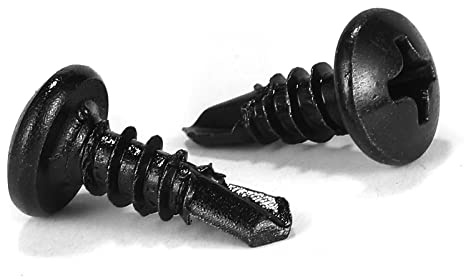 #8 x 1/2 Sheet Metal Screws 100Pcs 410 Stainless Steel Pan Head Tek Screws Fast Self Tapping Screws Black Oxide by SG TZH