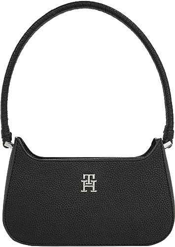 Tommy Hilfiger Damen Tasche Emblem Shoulder Bag Klein, Schwarz (Black), Onesize