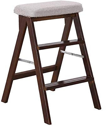 3 steg trästegspall, hopfällbar stegpall, trappstolar, multifunktionell kök, kontor, trappstol (grå)