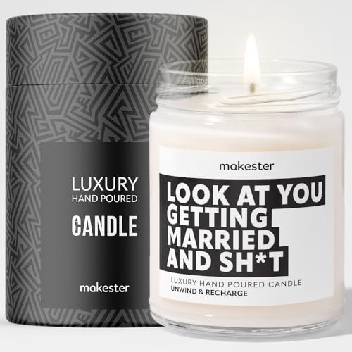 Bride to Be Gifts - Luxury Soy Wax Candle - Vanilla, Jasmine, Sugared Almond - Makester