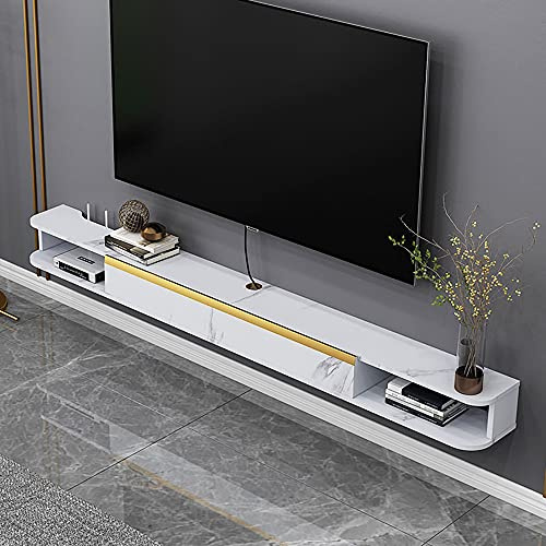 Uvency Tv-Schrank Zum Aufhängen An Der Wand, Schwebender Tv-Ständer Mit Offenem Ablagefach Unterhaltungszentrum Komponentenregal Für Kabelboxen Router Fernbedienungen Spielekonsole/A / 140X21.8X16Cm