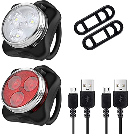 RUTZ® Bike Light Set, Super Bright USB Rechargeable Bicycle Lights, Waterproof Mountain Road Bike Lights Rechargeable, Safety & Easy Mount LED Cycle Lights, USB Cycling Front Light & Rear Light