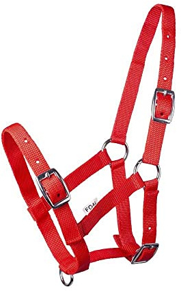 Start Noseband for Foals, 3-Way Adjustable Foal Headcollar, Halter for Foals - Halter for Mini Shetty Mini Pony, Pony Halter for Wooden Horse (Red, Foal)