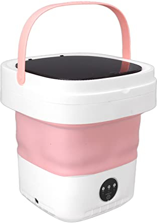 Sxhlseller Lavabiancheria Portatile, Mini Piccola Lavatrice Pieghevole con Centrifuga Morbida e Tubo di Drenaggio per Biancheria Intima, Vestiti per Bambini, Asciugamani, (Rosa)