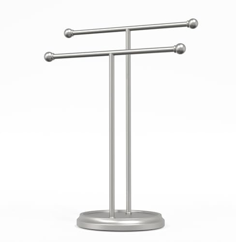 Hand Towel Holder for Bathroom, Towel Rack Stand for Counter, Freestanding, Brushed Nickel