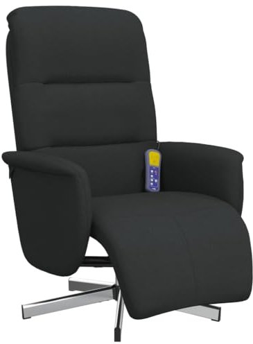 Gecheer Massagefåtölj, fåtölj, justerbart ryggstöd, fotstöd, vridbar TV-fåtölj, relaxfåtölj med liggfunktion, liggfåtölj, stoppningsfåtölj, vilstol med vibrationsfunktion, tyg, svart