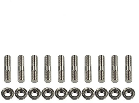 OSTREY Bolzenschraube 10 Stück 10 Mm Edelstahl-Auspuffstehbolzen Und Gezahnte Muttern M10 X 1,25 Stehbolzen-Konvertierungssatz Für Hohe Radschrauben, SCHRAUBENADAPTER-Kit
