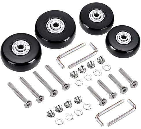 4pcs (60 * 18mm) Ersatz Rollen für Koffer Gummi-Rollen-Räder Ersatz-Wheels Rad für Trolley Samsonite Hartschalenkoffer Radialer Ersatzteile Reparatur Set