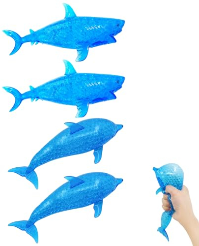 Stressball für Kinder Erwachsene - Haie Wale Fidget Toys, Anti Stress Fidget Ball, Angst Stressabbau Würfel, Tierische Dehnbare Spielzeug, Sensorisches Spielzeug für Jungen Mädchen (2 Haie 2 Wale)