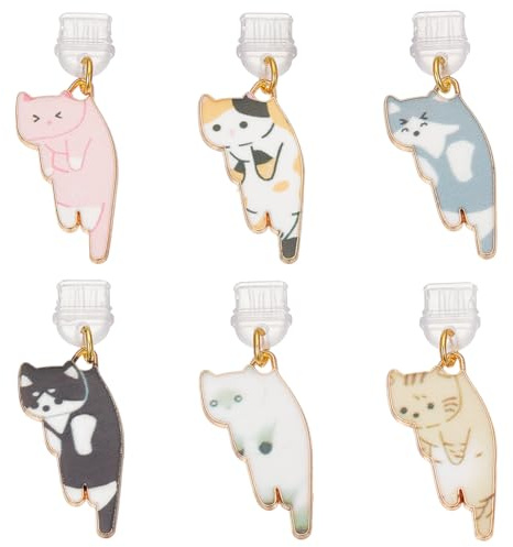 OLYCRAFT 6pcs 42mm Long Type C Dust Plug Charm with Cat Shaped Pendants USB C Port Caps Protector Phone Pendants Charging Port Accessory