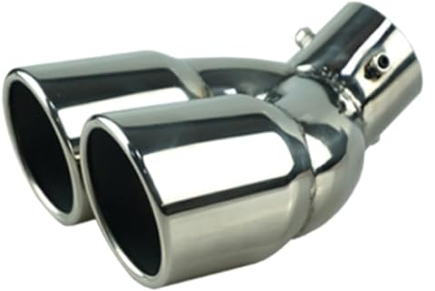 LADPZJNW Auto Auspuffblende 63mm Universal Auto Zubehör Doppel-Barrel Hinten Auspuff Spitze Endrohr Schalldämpfer Schwarz Outlet(Silver W)