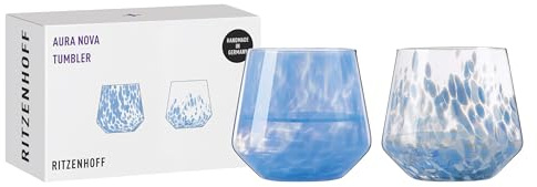 RITZENHOFF 8021001 Tumbler 400 ml - Serie Aura Nova - Set 2 Stück - Trink-und Wasser-Glas - Made in Germany - mundgeblasen | Artikelnr. 8021001, Serie Aura Nova, 2 Tumbler 400 ml, Kristallglas, spülmaschinenfest