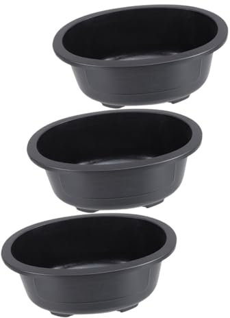 Yardenfun Juego de 3 Macetas para Jardín de 15 Pulgadas de Plástico para Bonsái con Orificio de Drenaje Y Forma Ovalada para Usar
