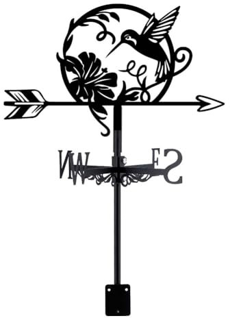 SUPERDANT Banderuole con Colibrì Uccelli Segnavento da Metallo e Fiori Banderuole Decorazione Artistica per Tetto Banderuole per Cortile Giardino Esterno