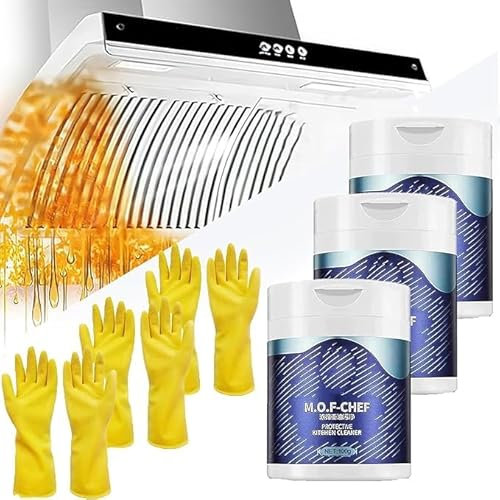 Mof Chef Cleaner Powder, M.o.f Chef Kitchen Cleaner Powder,Heavy Duty Degreaser Cleaner,M O F Chef Cleaning Powder,Super Strong Kitchen Cleaner Powder,All Purpose Cleaner (3 pcs)