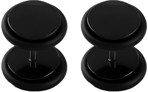 1 Pair Black 8 mm(0 G) Acrylic Fake Cheater Ear Plugs Gauges Stretching Set Hide Illusion Tunnels Stainless Steel Screw Stud Earrings Body Piercing Jewelry Women Men