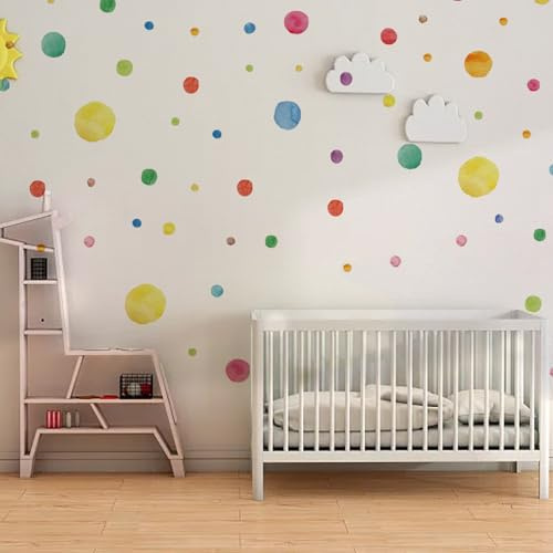 148 Punkte Wandtattoo für Kinderzimmer, Wandsticker Kreise Pastell Mint,Bunt Wandtattoo Kinderzimmer,Aufkleber Sticker Kreis Wandaufkleber,Aquarell Polka Dots Wandaufkleber,DIY Selbstklebend