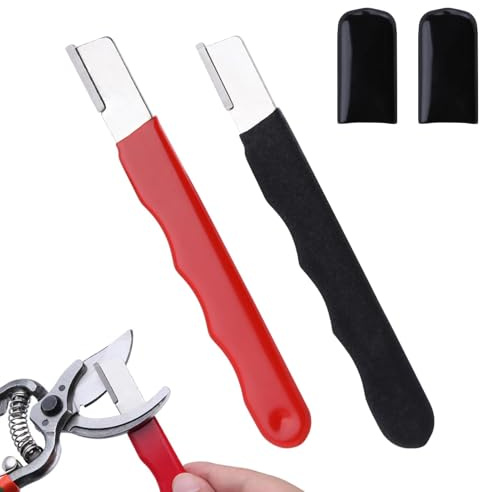GOLD DEER 2PCS Multipurpose Garden Tool Blade Sharpener Pocket Knife Sharpener Garden Tool Sharpener for Knife, Pruners, Loppers, Hedge Shears Scissors, Axe, Hatchet, Machete, Lawn Mower Blade