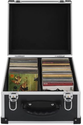 Xichuzi CD-Koffer für 40 CDs, DVD Aufbewahrungsbox, DVD Box, DVD Aufbewahrung, Aufbewahrungskoffer, Cd-aufbewahrung, Aluminium ABS Schwarz