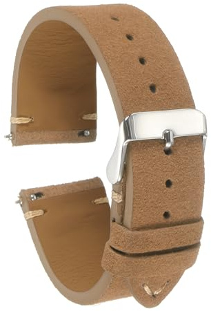 QUARKZMAN Uhrenarmband Wildleder mit Edelstahl Schnalle, Uhrenarmbänder Schnellverschluss Vintage Ersatzarmband für Smartwatch Universal Uhr Elegantes Damen Herren